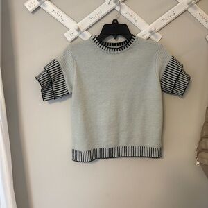 SHEIN Gray Sweater with Striped Sleeves